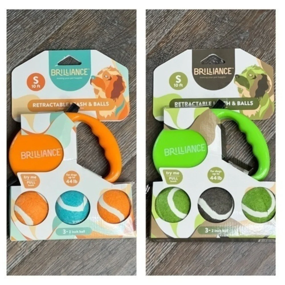 Brilliance, ‘Retractable Leach & 3 balls’ Orange or Green. SZ: 10ft leach. NWT